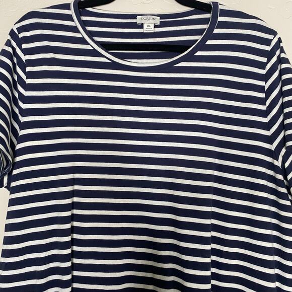 J. Crew Blue and White Nautical Striped 100% Cotton T Shirt Dress Size XL - Picture 2 of 10